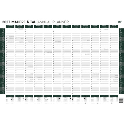 Tuhi Wall Planner Double Sided - A2 Unlaminated Maori - 2027