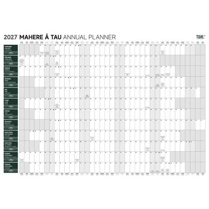 Tuhi Wall Planner Double Sided - A2 Unlaminated Maori - 2027