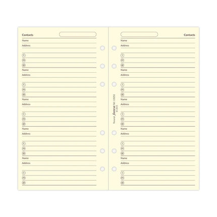 Filofax Organiser - Refill Personal - Contacts - Cotton Cream