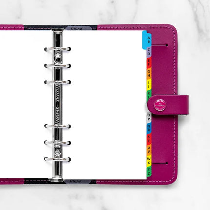 Filofax Organiser - Refill Personal - Index A-Z - 2 Letters per Tab - Multi-Coloured