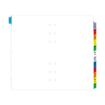 Filofax Organiser - Refill Personal - Index A-Z - 2 Letters per Tab - Multi-Coloured