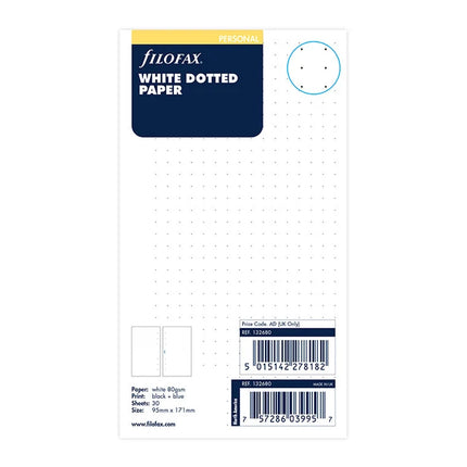 Filofax Organiser - Refill Personal - Notepaper Dotted - White