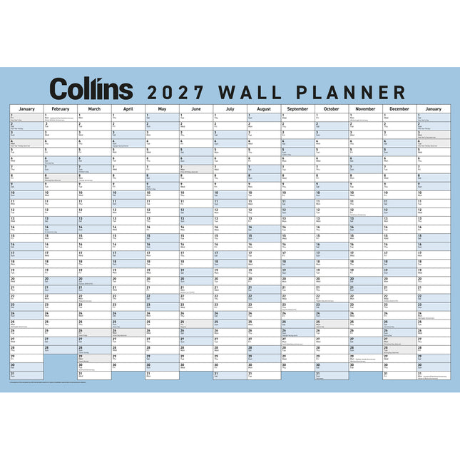 Collins Wallplanner - 700 x 990mm - Laminated - 2027