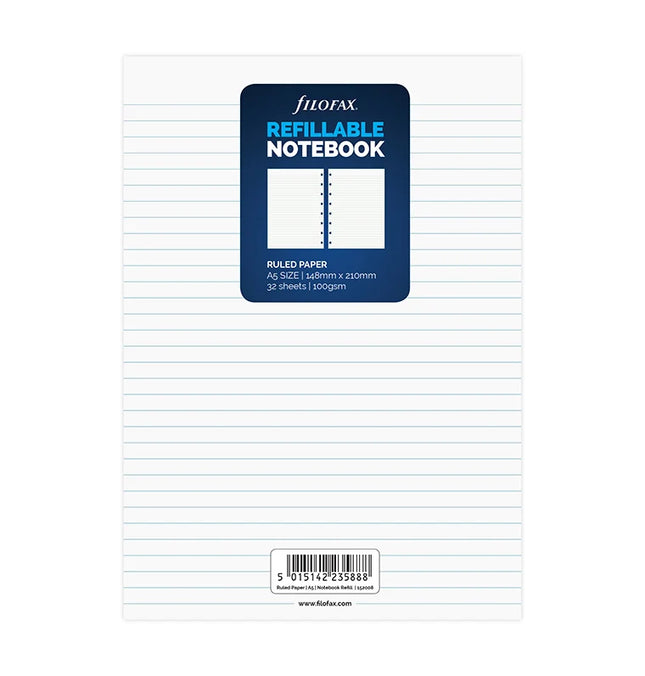 Filofax Refill - A5 - Notebook - Notepaper Ruled - White