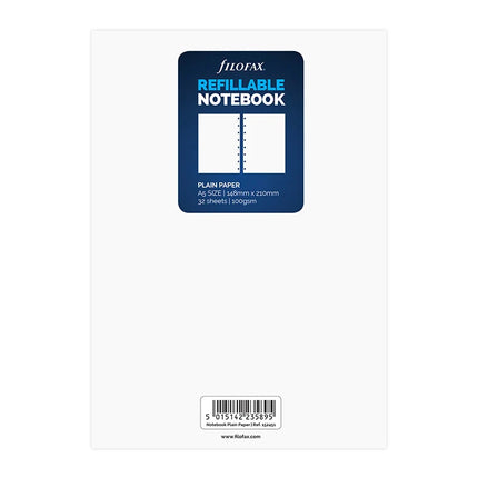 Filofax Refill - A5 -  Notebook - Notepaper Plain - White