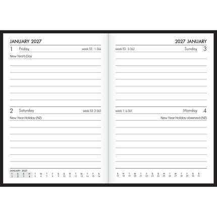 Collins Diary A7 - 2 Days to View - Black 2027