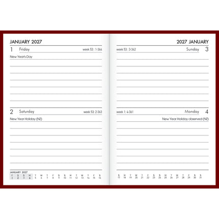Collins Diary A7 - 2 Days to View - Red 2027