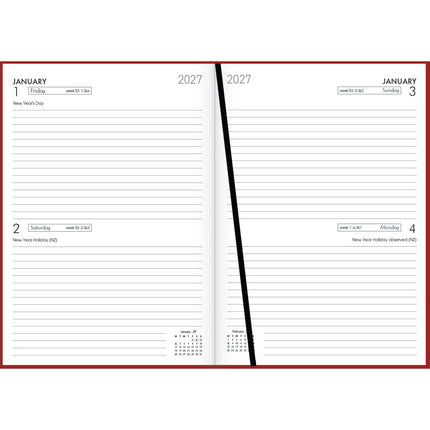 Collins Diary A5 - 2 Day to View - Red - 2027