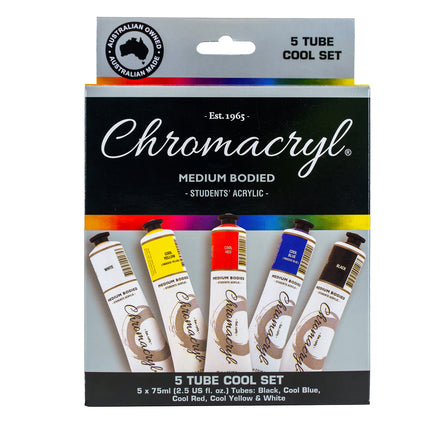 Chromacryl Acrylic Paints 75ml Set of 5 - Primary