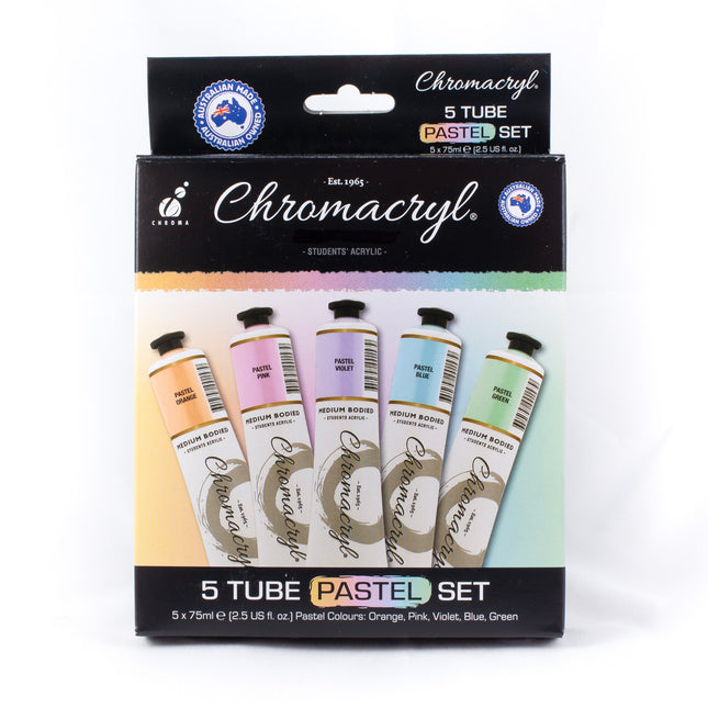 Chromacryl Acrylic Paints 75ml Set of 5 - Pastels