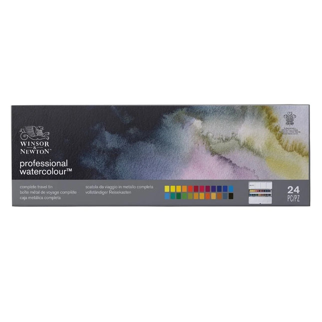 Winsor & Newton Professional Watercolour Half Pan Paints - Complete Travel Set Of 24