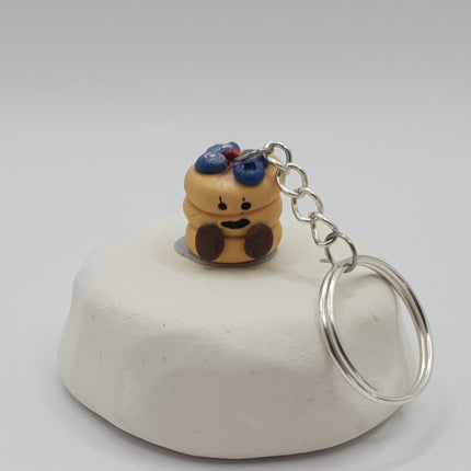 Polymer Clay Key Ring - Blueberry Pancake Stack