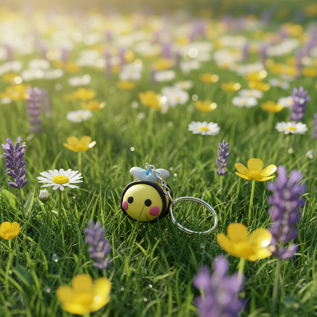 Polymer Clay Key Ring - Buzzy Bee