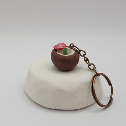 Polymer Clay Key Ring - Coconut Mocktail