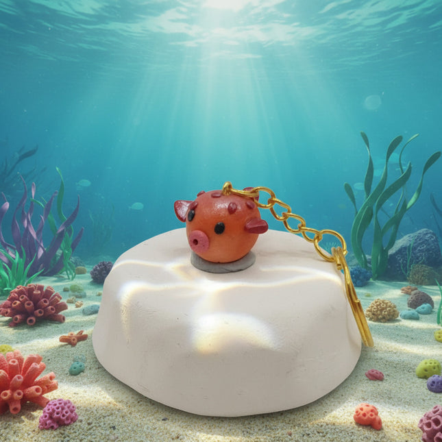 Polymer Clay Key Ring - Puffer Fish