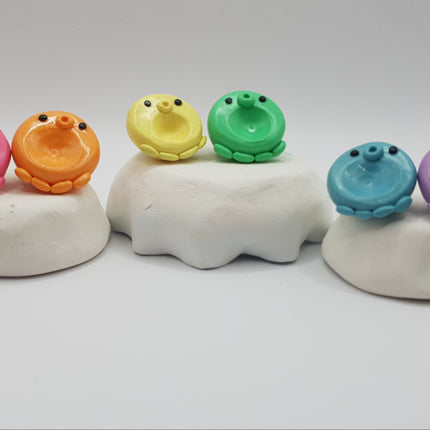 Polymer Clay Fridge Magnets - Rainbow Octos Buddies - Set of 6