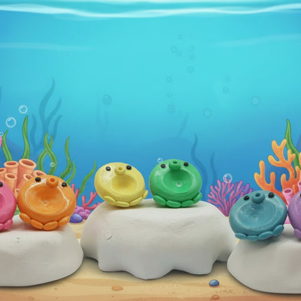 Polymer Clay Fridge Magnets - Rainbow Octos Buddies - Set of 6
