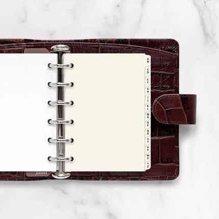 Filofax Organiser - Refill - Pocket - Index A-Z - 2 Letters Per Tab - Cotton Cream