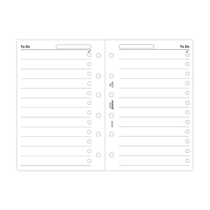 Filofax Organiser - Refill - Pocket - To Do Lists - White