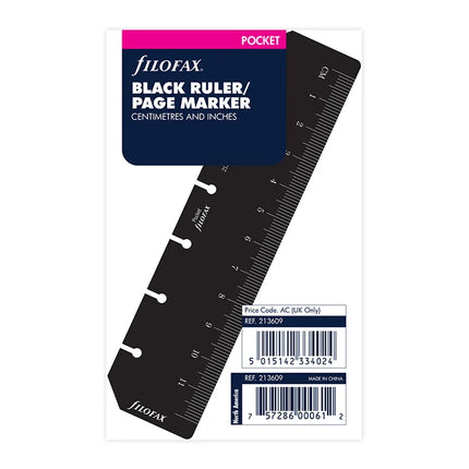 Filofax Accessory - Ruler/Page Marker - Pocket Black