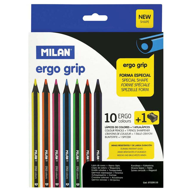 Milan Coloured Pencils Ergo Grip - Pack of 10