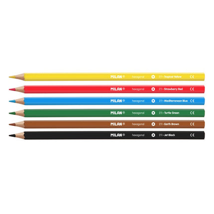 Milan Coloured Pencils  - Hexagonal - Pack of 6