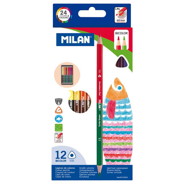 Milan Bicoloured Pencils - Triangular - Pack of 12