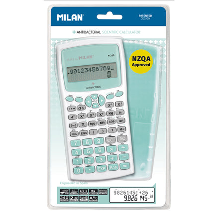 Milan NZQA Approved Scientific Calculator Antibacterial M240 Turquoise