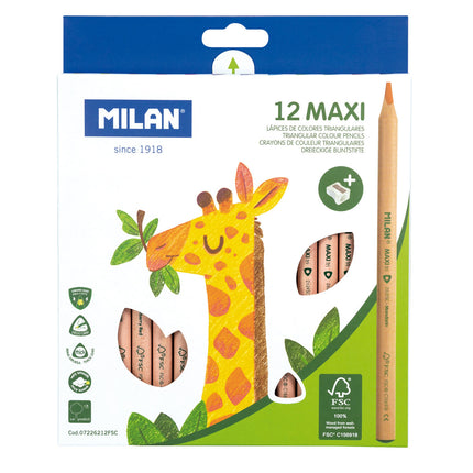 Milan Coloured Pencils - Triangular Maxi - Pack of 12