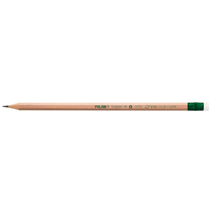 Milan HB Hexagonal Pencil with Eraser - Pack of 12