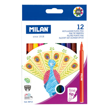 Milan Markers - Fine Tip - Pack of 12 - Value Range