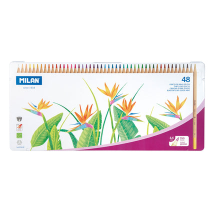 Milan Coloured Pencils Thick Lead - Metal Tin of 48