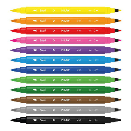 Milan Markers Fibre Tip - Double Ended - Pack of 12