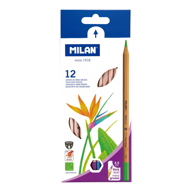 Milan Coloured Pencils Thick Lead - Pack of 12