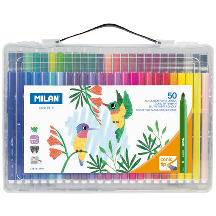 Milan Marker Conic Tip Fibre Pens - Hard Case Pack of 50