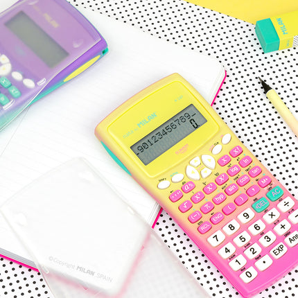 Milan NZQA Approved Scientific Calculator Sunset Pink Yellow