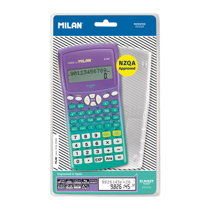Milan NZQA Approved Scientific Calculator Sunset Green Purple