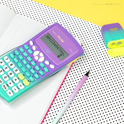 Milan NZQA Approved Scientific Calculator Sunset Green Purple