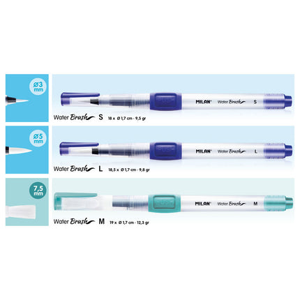 Milan Refillable Water Brush Set - Pack of 3