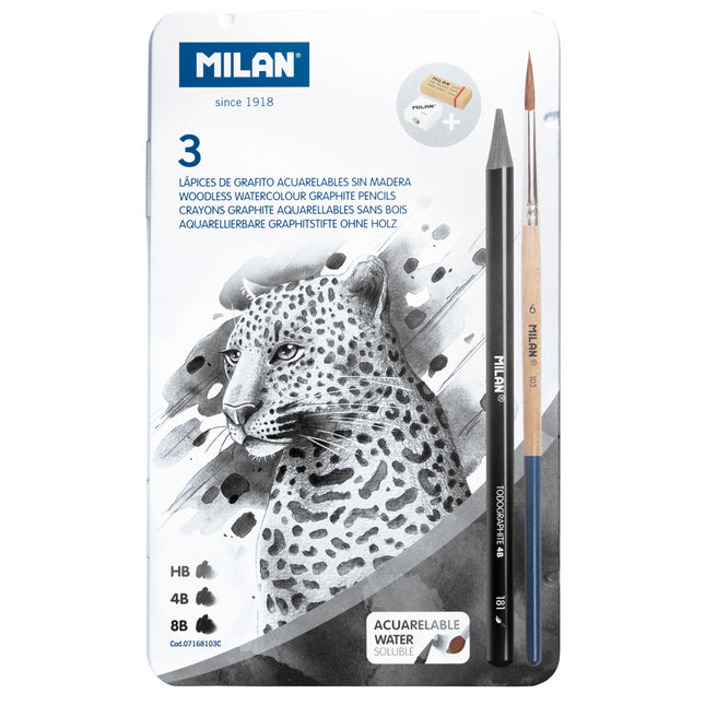 Milan Water Soluble Graphite Pencils Wood Free Set