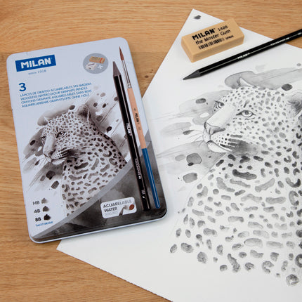 Milan Water Soluble Graphite Pencils Wood Free Set