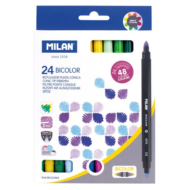 Milan Markers - Double Ended Pens - Bi-Colour  - Pack of 24