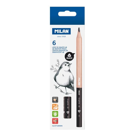 Milan 6B Maxi Graphite Pencils - Pack of 6