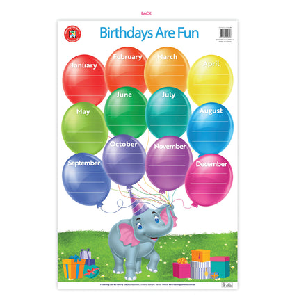 LCBF Wall Chart - Birthdays Are Fun Poster