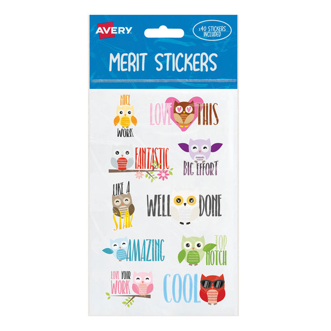 Avery Merit Stickers Owl - Pack of 40