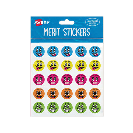 Avery Merit Stickers Smiley Faces Round 22mm - Pack of 300
