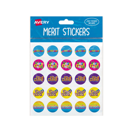 Avery Merit Stickers Assorted Captions 2 Round 22mm - Pack of 300