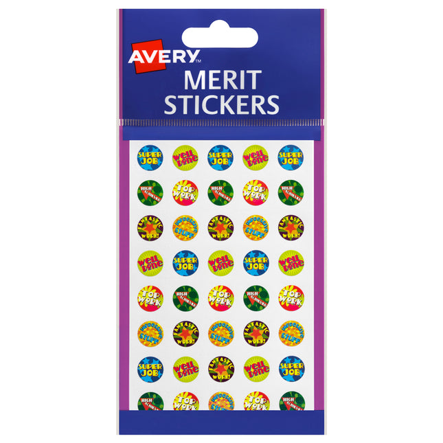 Avery Merit Stickers Mini Assorted Captions Round 13mm - Pack of 800