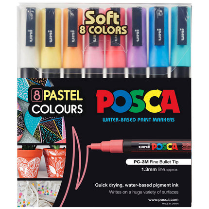 Uni Posca Marker PC-3M Pastel Colours - Pack of 8