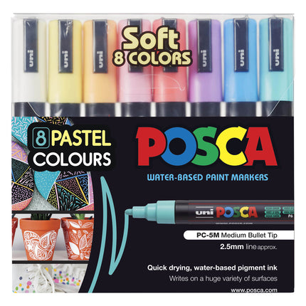 Uni Posca Marker PC-5M Pastel Colours - Pack of 8